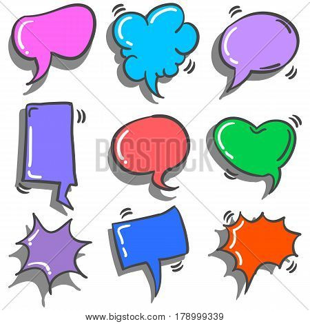Collection stock of speech bubble doodles vector art