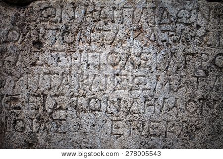 Historical Antique Age Epigraph On Marble Tablet Stone