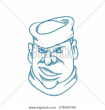 Cartoon Style Illustration Of An Angry Sailor, Sailorman, Seaman, Mariner, Or Seafarer Wearing A Sai