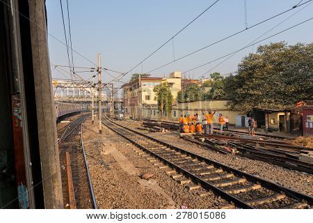 Howrah Station , Howrah, West Bengal / India - 4th February 2018 : Railway Track Of Indian Railway. 