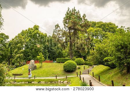 Buenos Aires, Argentina - January 08 2019: Japanese garden in Buenos Aires, Argentina