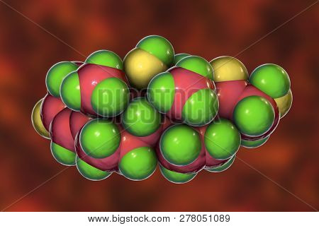Molecule Of Cortisol Hormone, 3d Illustration. Cortisol Is A Steroid Hormone Of Glucocoticoid Class 