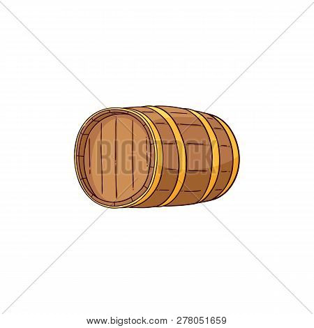 Vector Wooden Alcohol Barrel, Wiskey Rum Wine