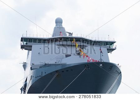 Rotterdam, Netherlands - September 3, 2017: Detail Of The Karel Doorman, A Dutch Multi-function Supp