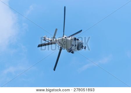 Rotterdam, Netherlands - September 3, 2017: Nh90 Navy Helicopter In Action During The Rotterdam Port