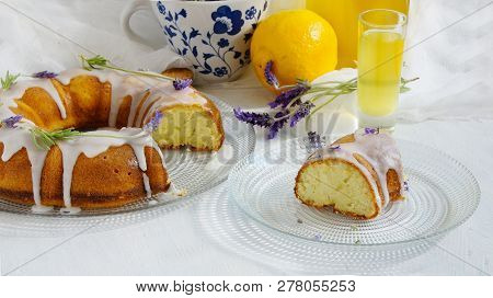 Lemon Cake With Homemade Limoncello And Lavander