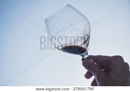 Sediment In A Glass Of Old Wine. Sediment In Wine