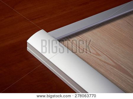 Aluminum Section Assembled With A Board. Right Angle. Glare.