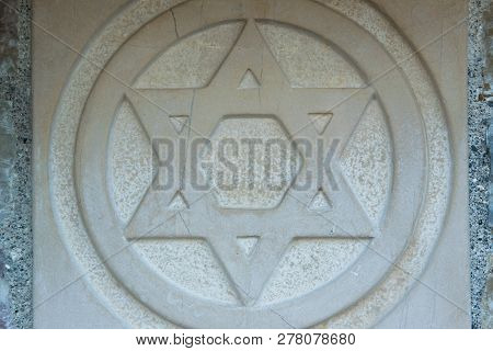 The Star Of David Engraved In The Marble - Traditional Symbol Of Modern Jewish Identity And Judaism