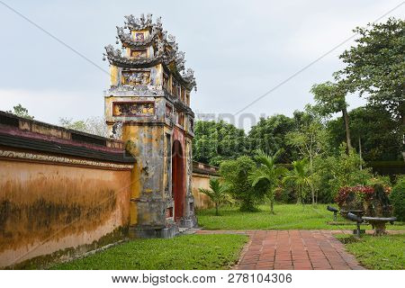 The Hung To Mieu Temple Gate In The Imperial City, Hue, Vietnam