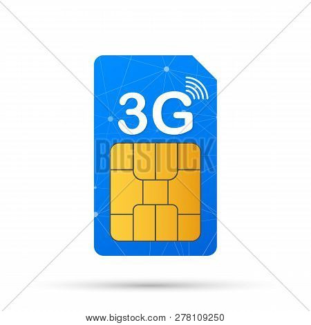 3g Sim Card. Mobile Telecommunications Technology Symbol. Vector Stock Illustration.