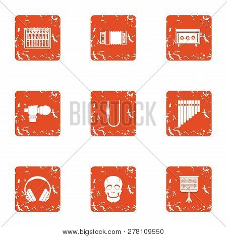 Vernacular Icons Set. Grunge Set Of 9 Vernacular Icons For Web Isolated On White Background