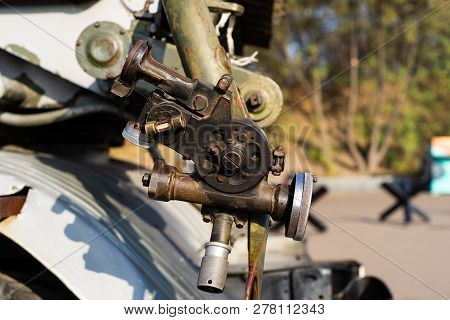 Aiming Device For Military Rocket Launcher. Outdoor Military Vehicles Museum. Aiming Device For Miss