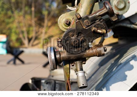 Aiming Device For Military Rocket Launcher. Outdoor Military Vehicles Museum. Aiming Device For Miss