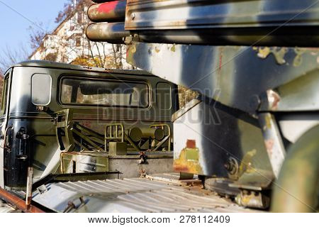 Aiming Device For Military Rocket Launcher. Outdoor Military Vehicles Museum. Aiming Device For Miss