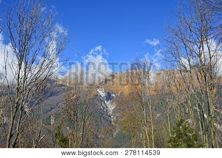 The Early December Mountain Landscape Near Taipana In Friul Venezia Giulia, North East Italy