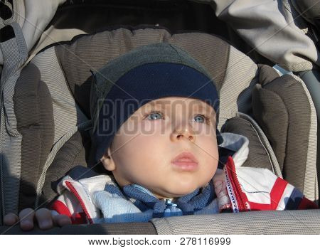 The Spellbound Look Of The Boy Who Saw The Sunset, Illuminated By The Sun The Boy`s Face, Close-up