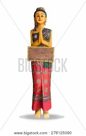 Doll To Prostrate (hello),isolated On White Background With Clipping Path.