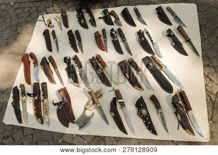 Traditional Hand Made Knives With Their Cases