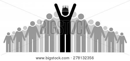 The Boss Of The Collective Is Like An Arrogant King. Team Or Community. A Group Of People And Its Le