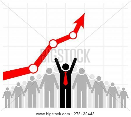 Profit And Sales Team Sales Growth. Team Or Community. A Group Of People And Its Leader Or Boss.