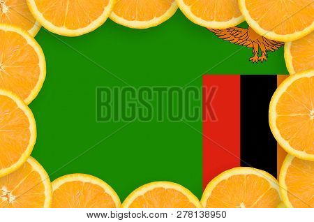 Zambia Flag  In Fresh Citrus Fruit Slices Frame