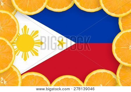 Philippines Flag  In Fresh Citrus Fruit Slices Frame