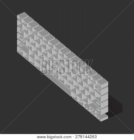 Three-dimensinal Vector Keyboard On The Black Background
