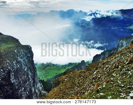 The Grassy-rocky Elongated Peak Gulme Or Gulmen In The Alpstein Mountain Range - Canton Of St. Galle