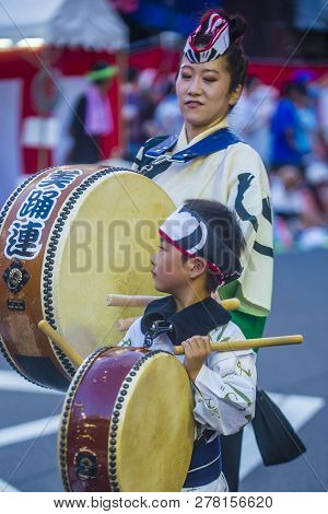Tokyo - Aug 26 : Participant In The Awa Odori Festival In Tokyo, Japan On August 26 2018. Awa Odori 