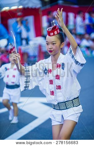 Tokyo - Aug 26 : Participants In The Awa Odori Festival In Tokyo, Japan On August 26 2018. Awa Odori