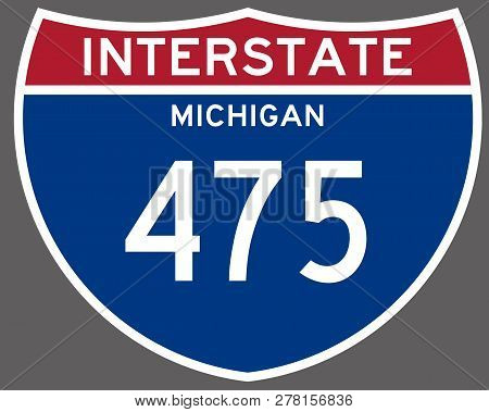 Interstate 475 Michigan Sign Highway Route American Usa Transport Illustration