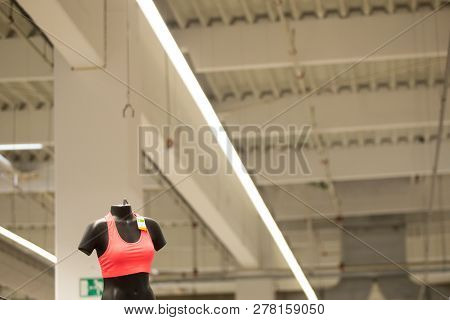 Armless And Headless Top Part Of A Female Fashion Mannequin Inside The Hall Of A Large Retailer