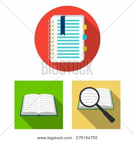Vector Design Of Book And Open Icon. Set Of Book And Pencil Vector Icon For Stock.