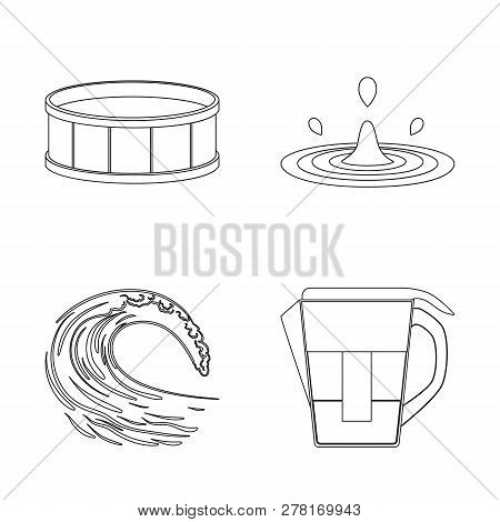 Vector Illustration Of Water And Drop Symbol. Set Of Water And Splash Vector Icon For Stock.