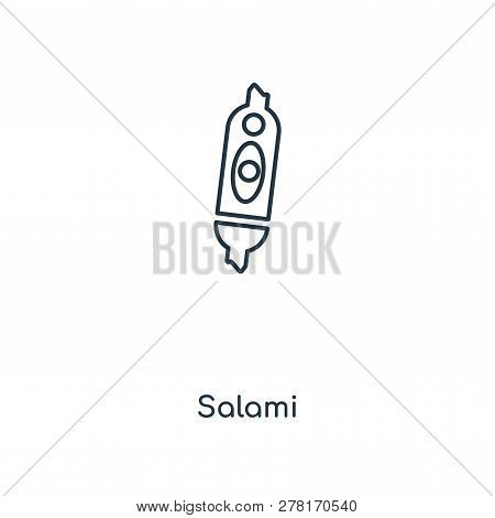 Salami Icon In Trendy Design Style. Salami Icon Isolated On White Background. Salami Vector Icon Sim