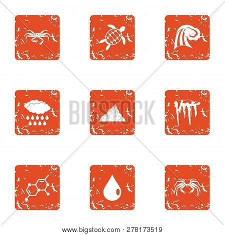 Composition Of The Animal Icons Set. Grunge Set Of 9 Composition Of The Animal Icons For Web Isolate