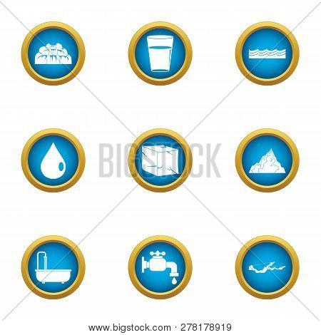 Water Drop Icons Set. Flat Set Of 9 Water Drop Icons For Web Isolated On White Background