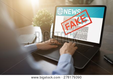 Fake News Manipulation Media Tv Disinformation Newspaper Business Internet Technology Concept.
