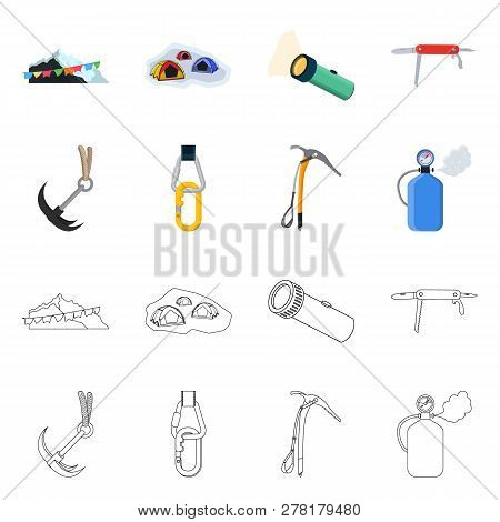 Isolated Object Of Mountaineering And Peak Icon. Collection Of Mountaineering And Camp Vector Icon F