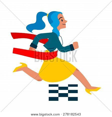 Vector Running Business Woman Character In Suit
