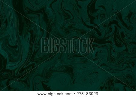 Suminagashi Marble Texture Hand Painted With Teal Ink. Digital Paper 1268 Performed In Traditional J