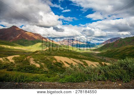Amazing View Of Landscape Mountain In Alaska. Indescribable Beauty Of Nature!