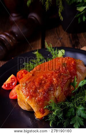 Roasted Cabbage Rolls With Rice And Minced Meat According To The Recipe Of Omas