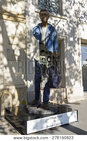 Paris, France - September 2, 2018: Street Exposure Of The Artworks Of Bruno Catalano On The Parisian