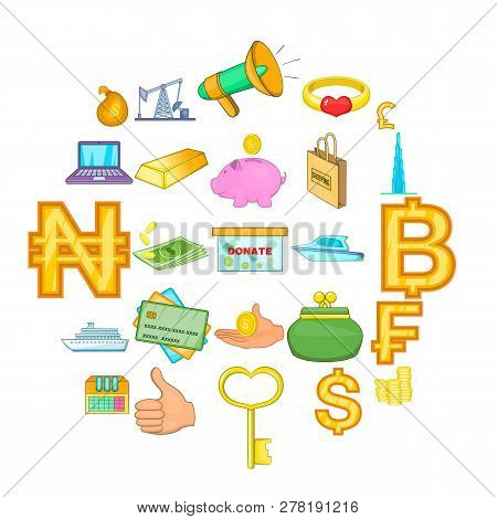 Galore Icons Set. Cartoon Set Of 25 Galore Icons For Web Isolated On White Background
