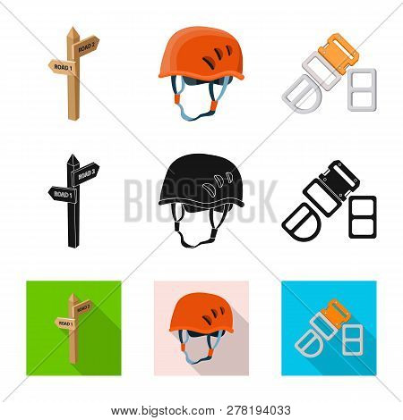 Vector Illustration Of Mountaineering And Peak Logo. Collection Of Mountaineering And Camp Vector Ic