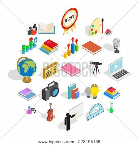 Pamphlet Icons Set. Isometric Set Of 25 Pamphlet Icons For Web Isolated On White Background