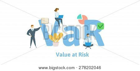 Var, Value At Risk. Concept With Keywords, Letters And Icons. Flat Vector Illustration. Isolated On 