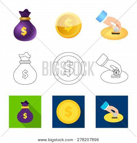 Vector Design Of Bank And Money Symbol. Set Of Bank And Bill Vector Icon For Stock.